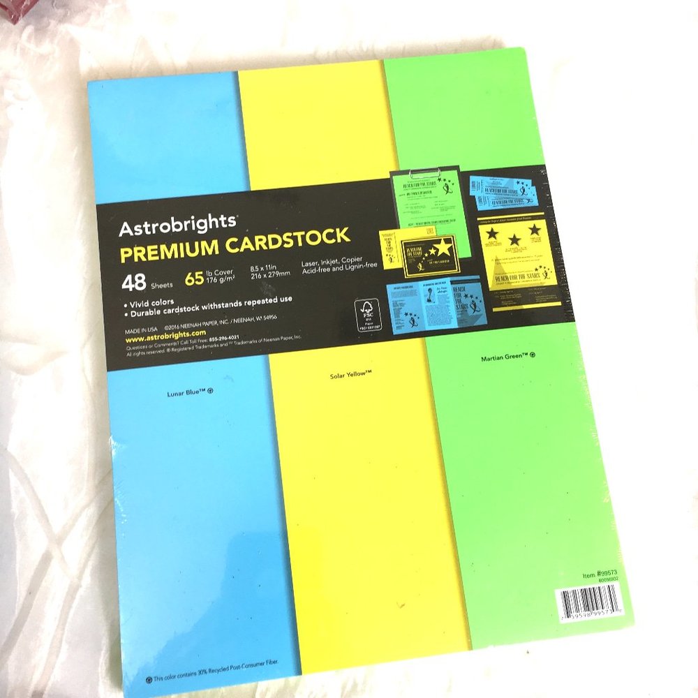 Astrobrights Premium Card Stock 48 Sheets NWT